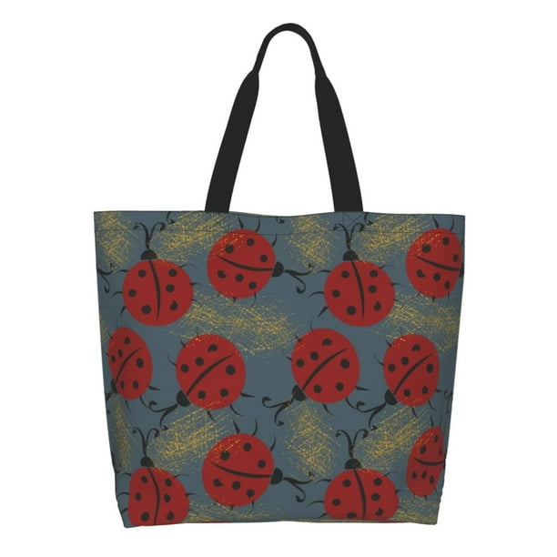 Balery Ladybug Bolsa Tote Estilo Estético con Cremalleras, Bolsa de Hombro, Bolsa de Compras Grande y Plegable