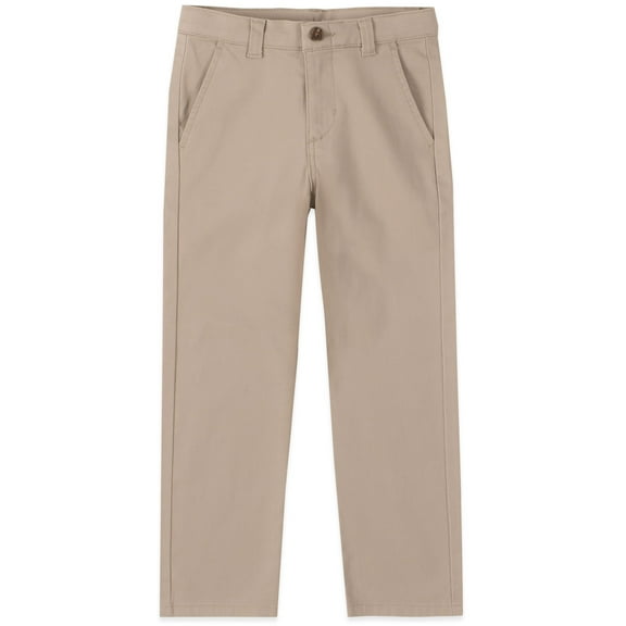 Pantalones IZOD para niños, uniforme escolar caqui con parte delantera plana, talla 6