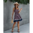 thumbnail image 4 of Femmes Floral V Cou Spaghetti Sangle Bouton vers le Bas Sundress Swing Ruffle Été Mini Robe Courte, 4 of 5