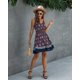 thumbnail image 4 of Mini vestido corto de verano con volantes y cuello en V floral para mujer con tirantes finos y botones Adepaton WRHS-42-2, 4 of 5