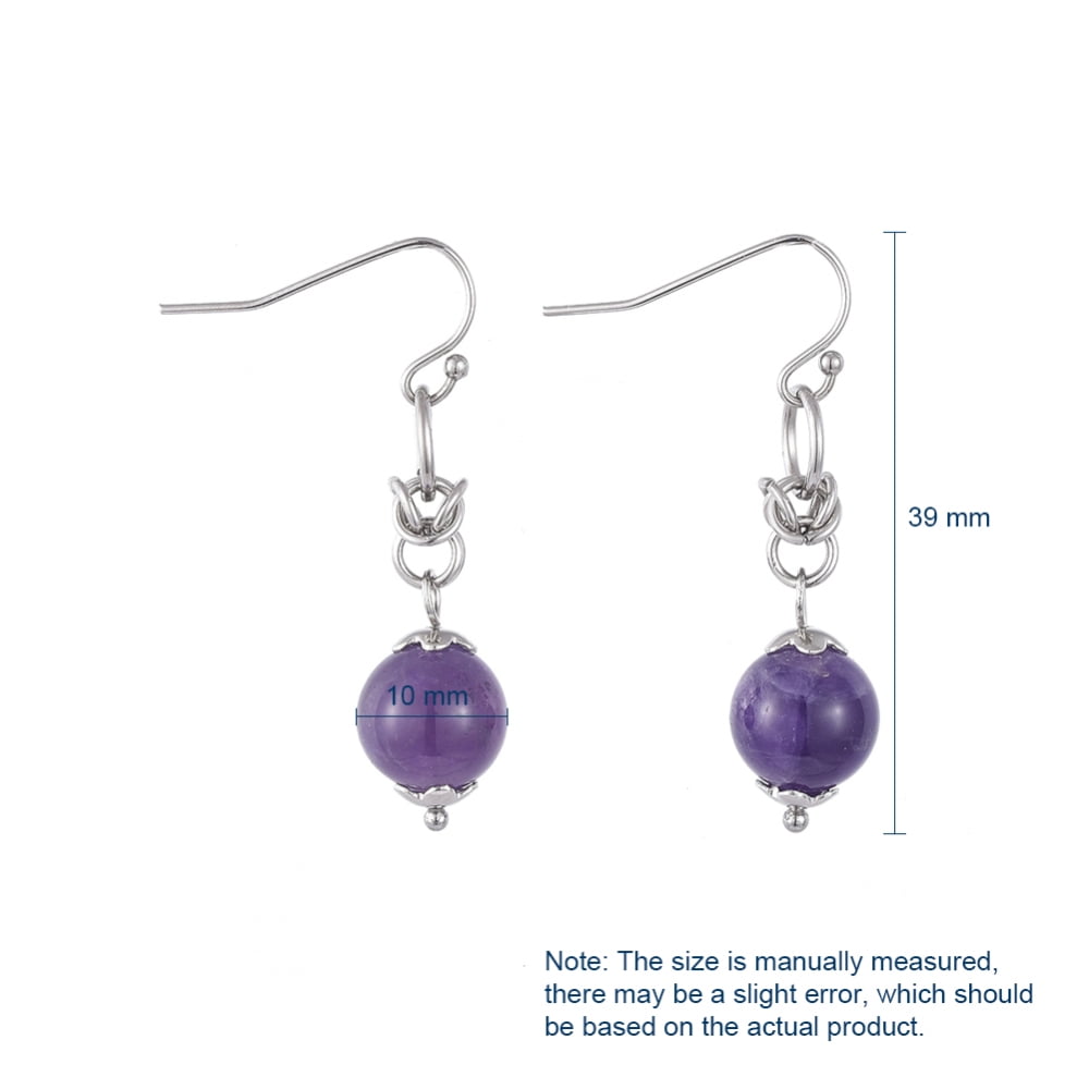30 pair Natural Gemstone Dangle Earrings with 304 Stainless Steel Flower Bead Caps and 316 Surgical Stainless Steel Earring Hooks 39mm Pin: 0.6mm