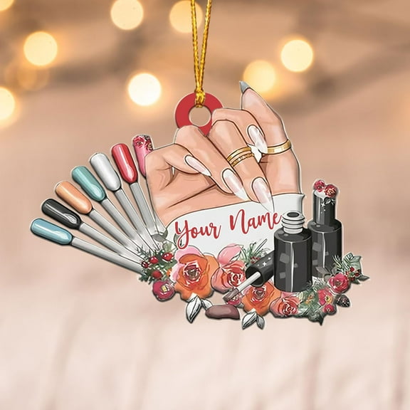 Personalized Nail Ornament,Nail Technician Ornament, Nail Technician Ornaments, Makeup Ornaments Makeup Christmas Ornament, Nail tech Gifts, Nail Technician Gifts (Nail 8) - 3269
