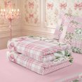 thumbnail image 5 of Manfei Cute Floral Bow Zipper Twin Comforter Sets with Fitted Sheet and 2 Pillowcases,Checkered Leopard Print Zipper Bedding Set,Reversible, 5 of 7