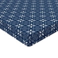 thumbnail image 4 of Ambesonne Floral Fitted Sheet, Retro Flowers Mesh Navy Tone, Full Size, Night Blue White, 4 of 5