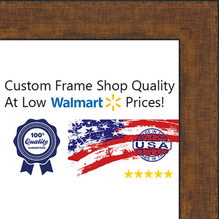 24x34 - 24 x 34 Rustica Antique Brown Solid Wood Frame with UV Framer's Acrylic & Foam Board Backing - Great For a