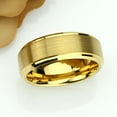 thumbnail image 2 of Men's Women's Tungsten Wedding Band Engagement Ring 8mm Yellow Gold IP Plated Flat Brushed Center with High Polish Stepped Edge, 2 of 4