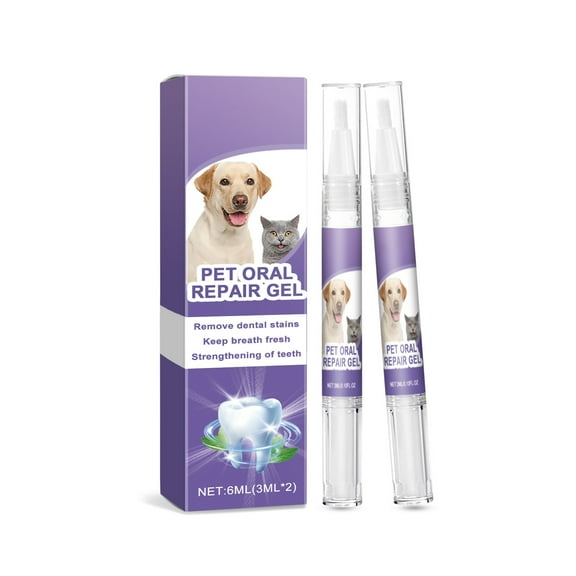 Pet Oral Repair Gel for Dogs and Cats Dental Care Remove Dental Stains Strengthen Teeth Freshen Breath 6ml 2 Pack Applicator Pens