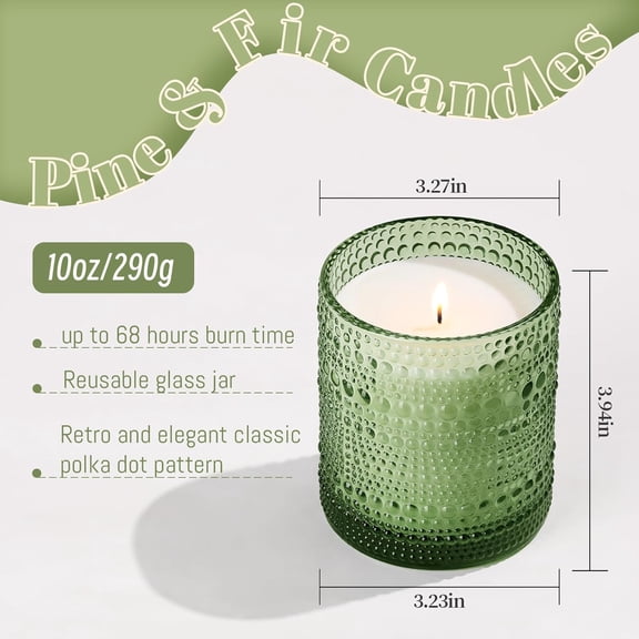 MINSUI-Pine& Fir Candles for Home- 10oz 68H Natural Soy Wax Aromatherapy Jar Candle with Strong Scent, Decorative Aesthetic Candles for Odor Elimination, Living Room, Kitchen, Luxury Gift
