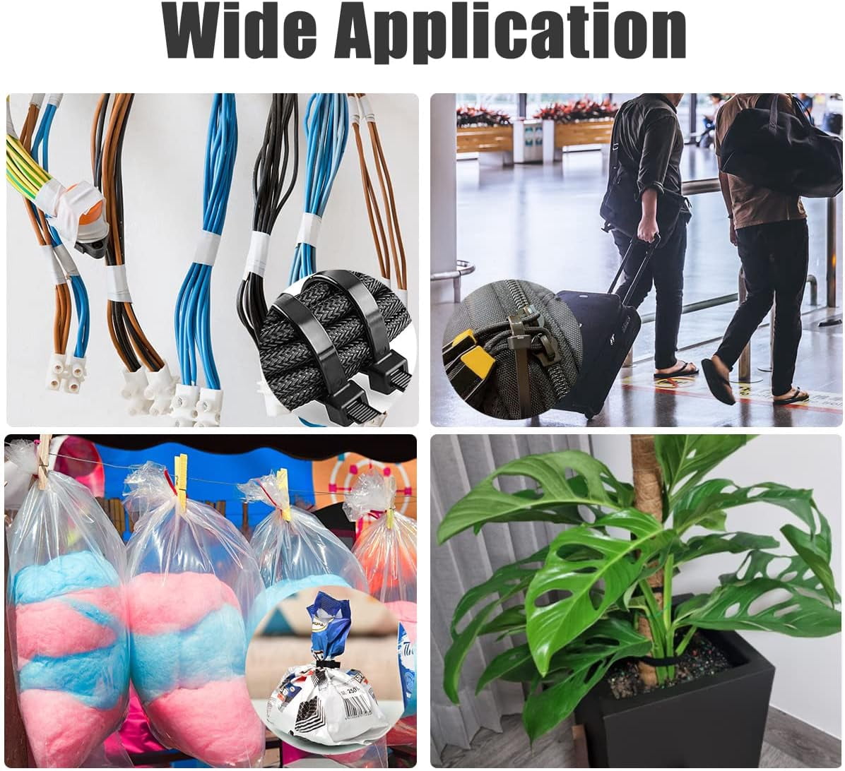 PartyKindom Nylon Cable Ties Black for Fixing, Self-Locking Design, Weather Resistant 1000Pcs