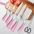 thumbnail image 6 of Kitchen Knife Set, 9PC Pink Wheat Straw Sharp Cooking Knife Set with Acrylic Stand, Stainless Steel Non-stick Chef with Comfortable Handle for Slicing Cutting Peeling Chopping, 6 of 7