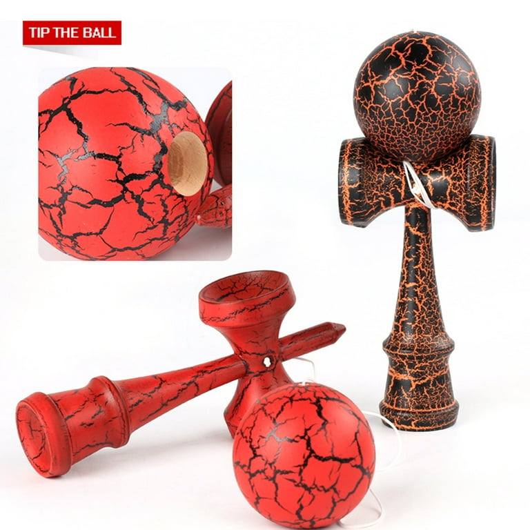 Kendama The Classic Japanese Skill Game Wood Ball Blue Red Stripes