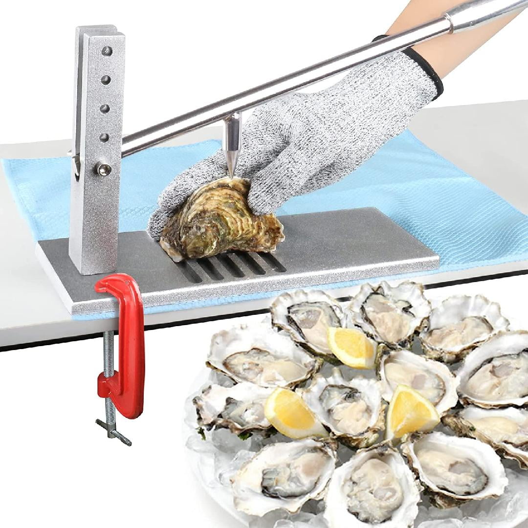 ZeroPone Oyster Clam Opener Machine Adjustable Oyster Shucker Machine  Oyster Shucker Tool Set Including Knives, Glove and g-Clip, Seafood Tools  for