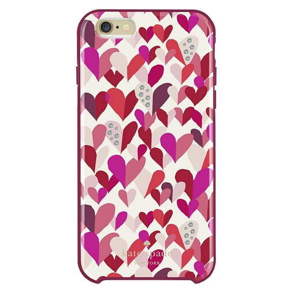 Kate Spade NY Hybrid Hardshell Case for iPhone 6 Plus / 6S Plus - Confetti Hearts Multi Crystals Stones