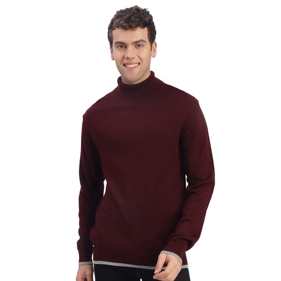 Cavardi Casual Men’s High Neck Sweater – Maroon | L