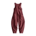 thumbnail image 4 of ClodeEU Women's Sleeveless Jumpsuit with Pockets,Casual Loose Fit Wide Leg Jumpsuit for Summer Wine,Women's Plus S, 4 of 8