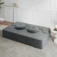 thumbnail image 3 of SOULART 75.59" loveseat sofa,Gray Convertible Corduroy Foam-Filled Sleeper Sofa Bed,Modern Floor Sofa with 2 Pillows for Living Room, 3 of 6