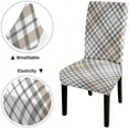 thumbnail image 4 of Plaid Brown Chair Covers Gray and White Dining Chair Cover Set of 6 Removable Decorative Seat Slipcovers for Kitchen Office, 4 of 6