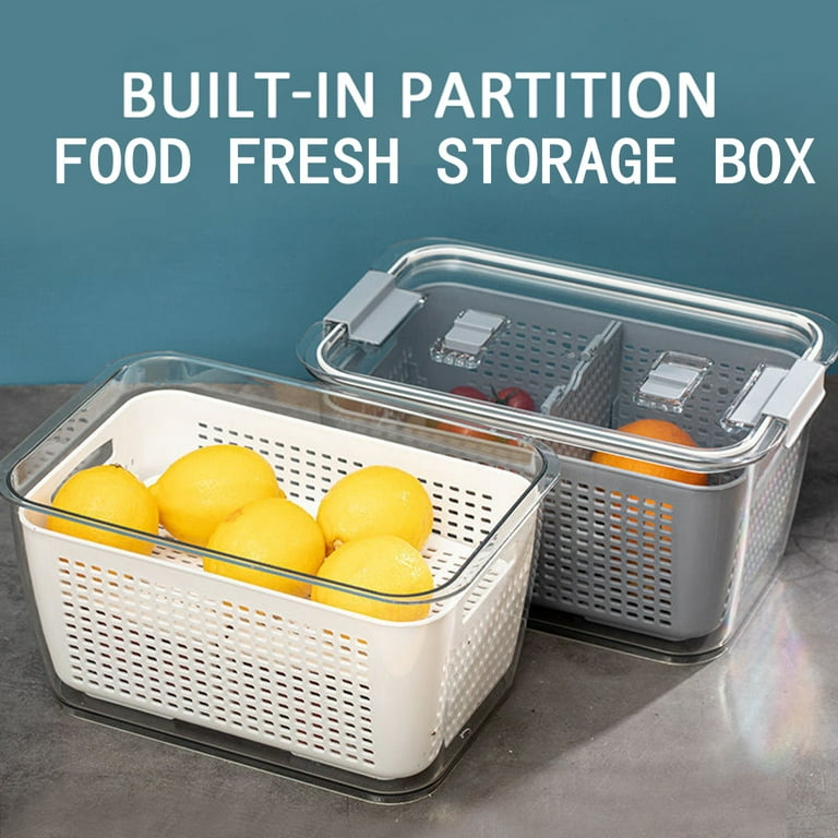 Fresh Container, LUXEAR 3 Pack Fruit Storage Container Partitioned Produce  Container for Refrigerator 