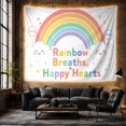 thumbnail image 6 of Rainbow Breaths Happy Hearts Scene with Clouds and Arrows, Cheerful Illustration for Kids, Wall Decor, Back to School Gift, Tapestry Wall Hanging for Bedroom and Playroom, 6 of 7