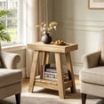 thumbnail image 4 of Fnova 2-Tier Wooden End Table, Farmhouse Narrow Side Table with Storage Shelf, Accent Sofa Table, Nightstand for Living Room, Bedroom, Small Spaces, Entryway, 4 of 8