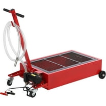 EastVita 20 Gallon Electric Oil Change Pan, Oil Drain Pan with 12V Pump & 8 Ft Hose, Low Profile Oil Drain Cart for Truck Cars SUVs, Portable T Folding Handle