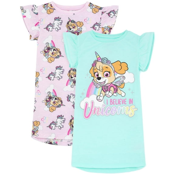 Vestido de noche Paw Patrol, paquete de 2 unidades, unicornio Skye para niños y niñas