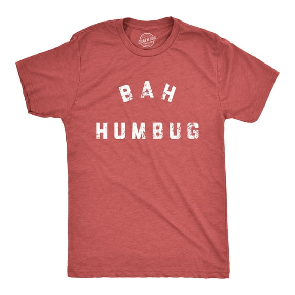 Mens Bah Humbug T Shirt Funny Ebeneezer Scrooge Xmas Party Tee for Guys Graphic Tees