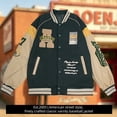 thumbnail image 6 of RAOENJADO Mens Varsity Bomber Jacket Baseball Letterman Coat Vintage PU Sleeves Streetswear Plus Size Green 1XL, 6 of 8