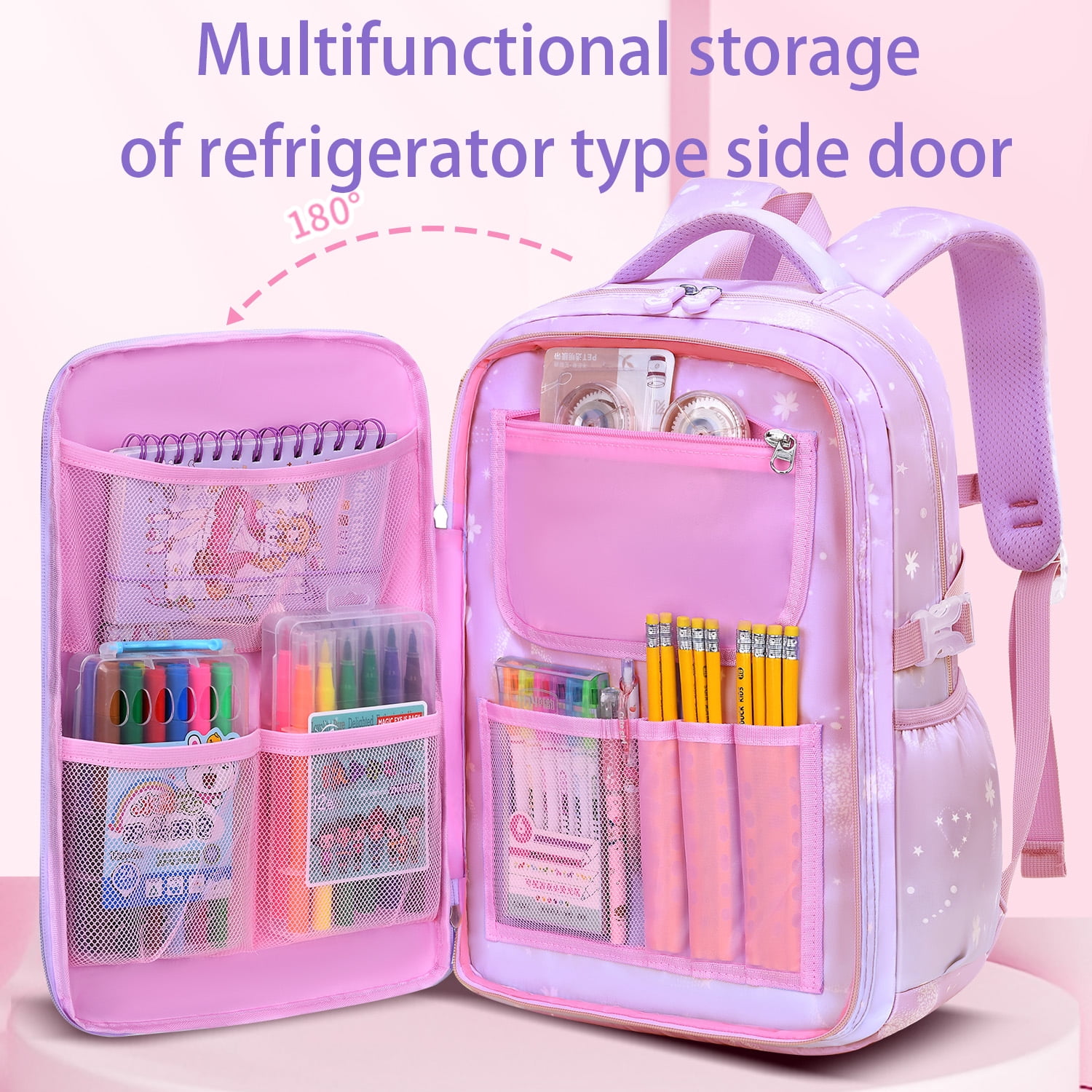 Gmdisc School Backpacks for Girls, Kids Lightweight Fashion School Bag Waterproof School Bookbags Gifts-Purple