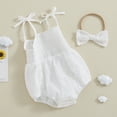 thumbnail image 3 of Bagilaanoe Newborn Baby Girl Rompers Sleeveless Bodysuits + Headband 3M 6M 12M 18M Infant Lace One Piece Jumpsuit, 3 of 8
