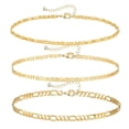 thumbnail image 4 of Women Golden Layered Bracelet Cuban Chain Anklet Snake Bone Chain Tennis Chain Summer Beach Bracelet Set, 4 of 6
