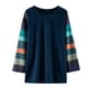 thumbnail image 1 of Gibobby blusas de cuello Camiseta de para niñas y niños, camiseta informal a rayas con bloques de colores, blusa holgada de manga larga con cuello redondo, camiseta （Azul， 12-13 Años), 1 of 5