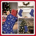 thumbnail image 7 of Uemuo Golden Snowflakes Royal Blue Print Christmas Stockings, 18inch Xmas Hanging Stocking Decorations for Christmas Party Family Decor, 7 of 7
