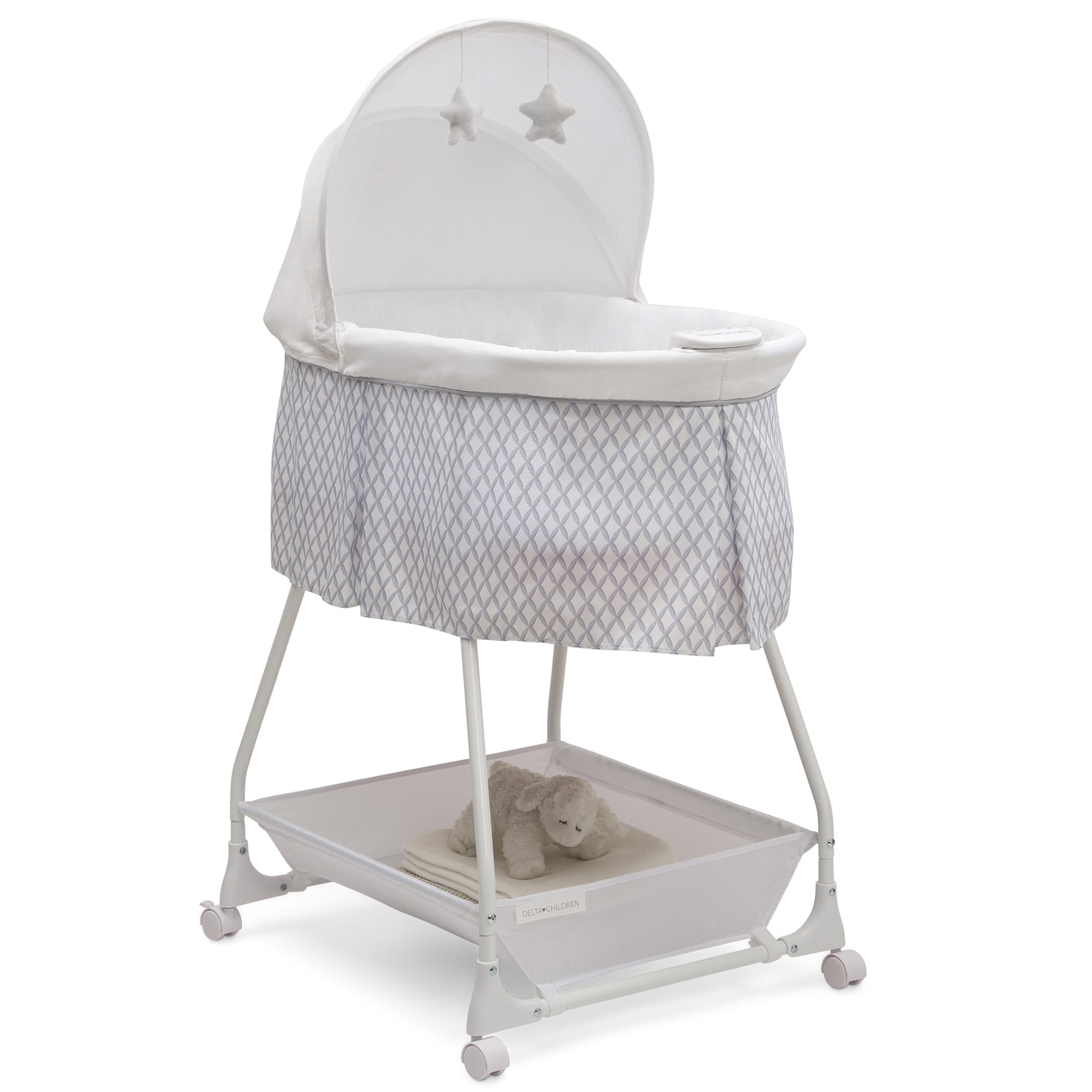 Delta Children Deluxe Soothing Dreams Bassinet Grey Windchime