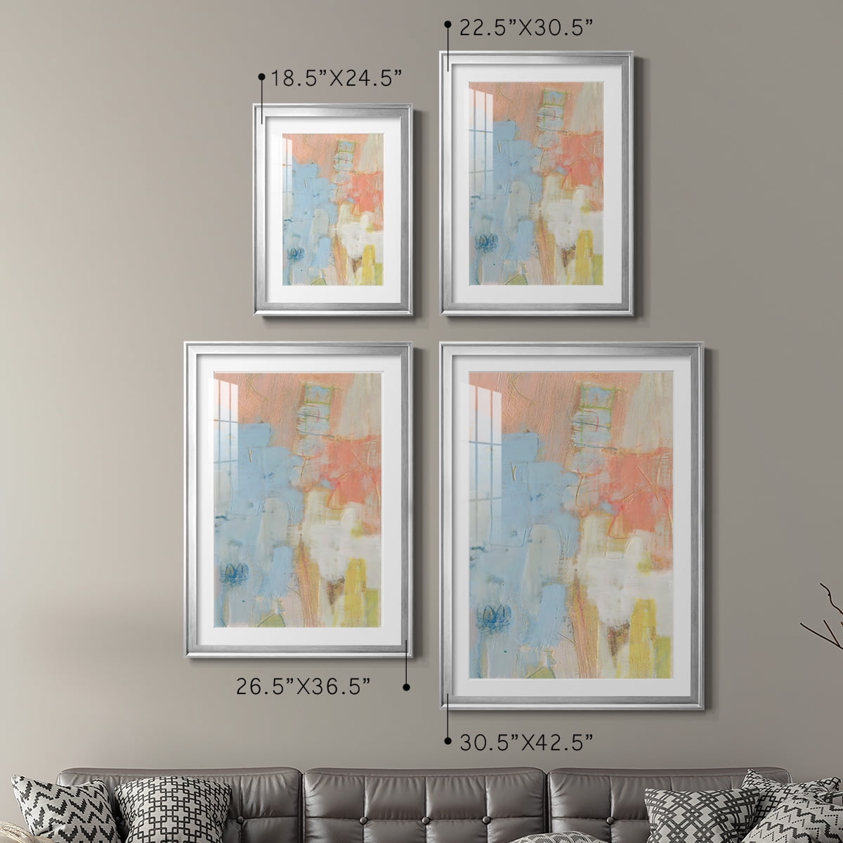 Wexford Home Cully I Premium Framed Print, 18.5" x 24.5" - Ready to Hang, Silver (Set of 2)