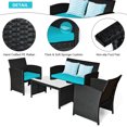thumbnail image 5 of Costway 8PCS Patio Rattan Furniture Conversation Set Cushion Sofa Table Garden Turquoise, 5 of 11