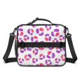 thumbnail image 2 of Pink and Purple Leopard Print Insulated Lunch Bag with Shoulder Strap and Bottle Holder,Bento School Lunch Bag Box,11x9.5x3.5 Inches, 2 of 5