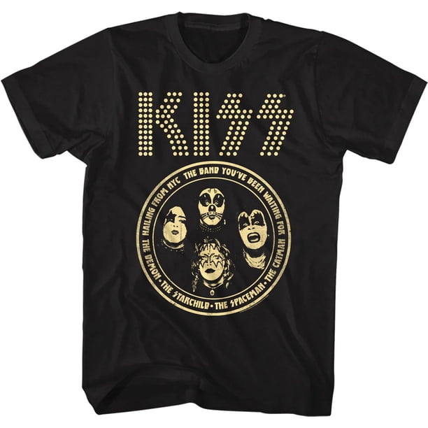 Kiss - Camiseta Círculo de Algodón para Adultos Unisex (Negro)