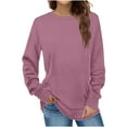 thumbnail image 1 of KIHOUT Hauts pour Femmes Printemps Hiver Mode Pull Col Rond Manches Longues Blouses Unies Chandails en Molleton Sans Capuche, 1 of 6