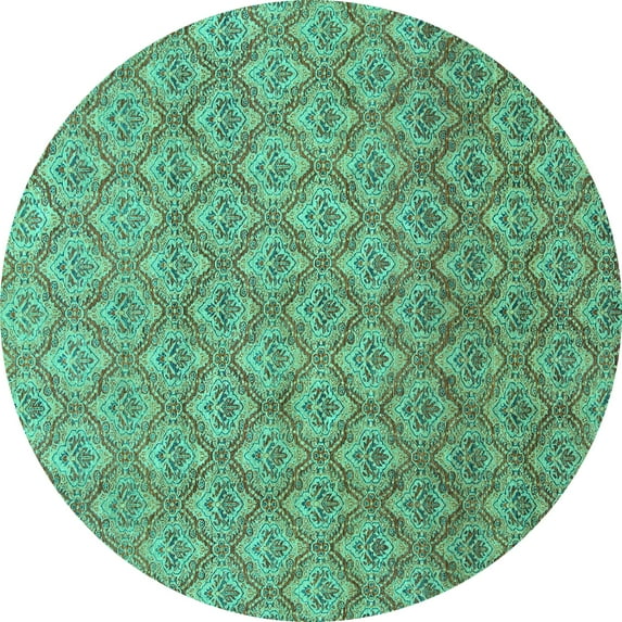 Ahgly Company Indoor Round Abstract Turquoise Blue Modern Area Rugs, 6' Round