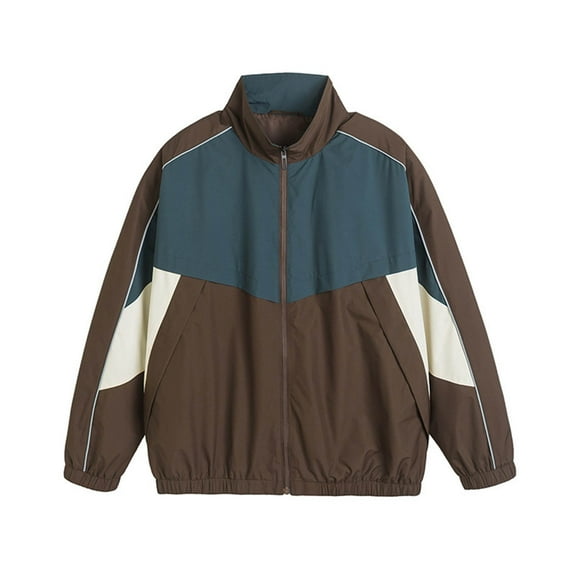 uublik Men's Jacket Casual Windproof Bomber Jackets Full Zip Windbreaker Coats Coffee