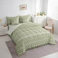 thumbnail image 4 of Manfei Vintage Boho bohemian 7-Piece Bedding Comforter Set,Triangle Circle Striped King Bedding Sets,Green White Bed Sheets For Adult,Breathable Home Decor Reversible, 4 of 9