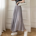 thumbnail image 6 of Women Wide Leg Pleated Pants Elastic High Waist Chiffon Pants Summer Loose Fit Solid Color Casual Trousers Streetwear-Grey,L, 6 of 8