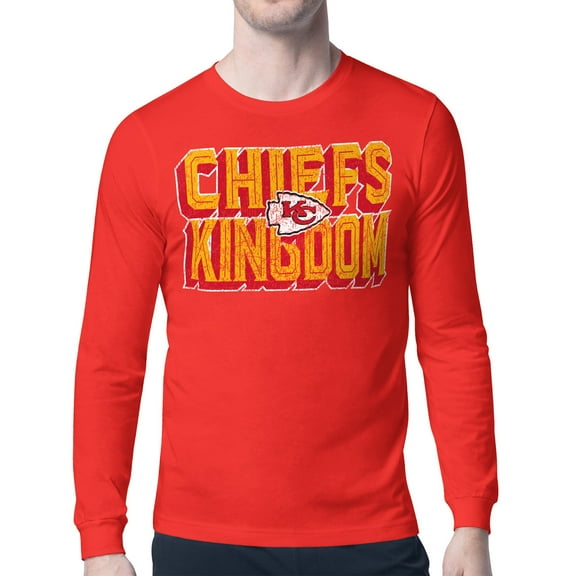 Men's-Starter  Red Kansas City Chiefs Distressed Phrase Long Sleeve T-Shirt