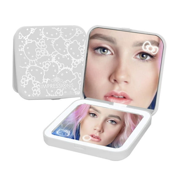 Impressions Vanity Hello Kitty Supercute Compact Mirror with Lights and 2X Magnification (White)