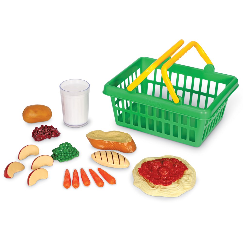 Learning Resources Healthy Dinner Play Food Basket, 19 Piece Set, Ages