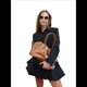 thumbnail image 2 of Vestido Camisero de Larga con Cuello Abotonado y Cinturón para Mujer para el Trabajo Negro M, 2 of 10