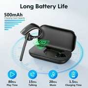 New Bee Bluetooth Headset V5.2 with 500mAh Charging Case,12H Talk Time,ENC Dual-Mic Noise Cancellation,Adjustable Fit,Dual-Device Connection,2 Charging Ways,Multi-System Compatible (PC/Phone/Driver)