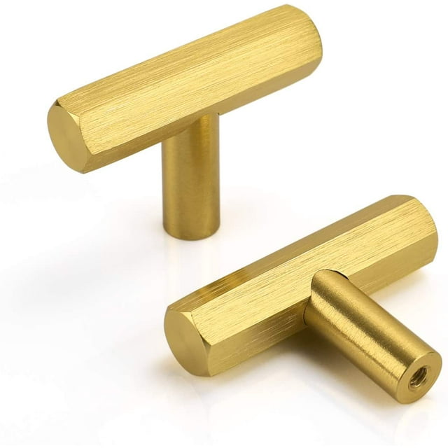 Goldenwarm 10 Pack Brushed Brass Kitchen Cabinet Hardware Gold Drawer ...