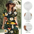 thumbnail image 6 of Yuyamidu Mushroom V Neck Dress Daisy Summer Casual Dress Loose Short Sleeve Long T-Shirt Dress Split Maxi Dress Comfort Daily Wear Clothes for Women Plus Size XL, 6 of 7